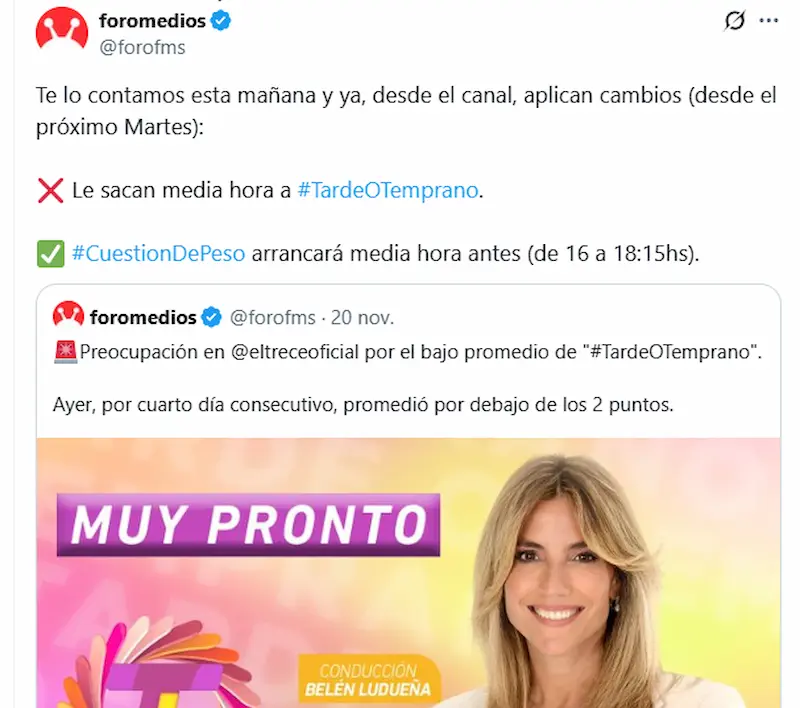 tarde o temprano recorte tuit adelanto