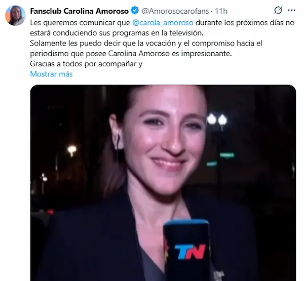 carolina amoroso no estara